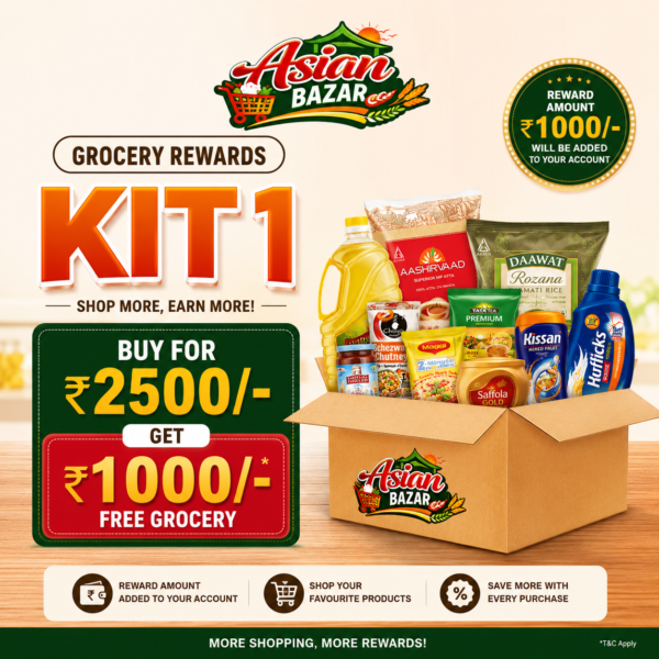 Asian Bazar Grocery Rewards Kit 1 – Buy ₹2,500 & Get ₹1,000 Rewards